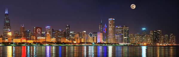 Photography Poster featuring the photograph Chicago Skyline With Cubs World Series #5 by Panoramic Images
