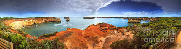 Bay Of Islands Great Ocean Road Victoria Australia Australian Seascape Seascapes Pano Panorama 12 Twelve Apostles Poster featuring the photograph Bay of Islands by Bill Robinson