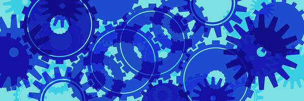 Abstract Poster featuring the photograph Blue Cogs Pattern by Ikon Ikon Images