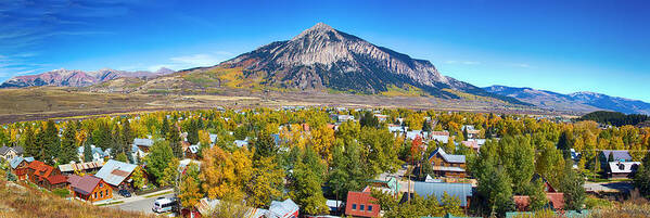 Autumn Poster featuring the photograph City of Crested Butte Colorado Panorama  by James BO Insogna