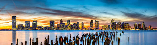America Poster featuring the photograph Jersey City panorama at sunset by Mihai Andritoiu