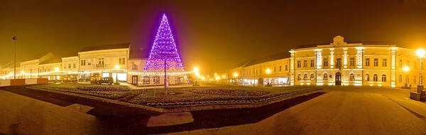 Christmas Poster featuring the photograph Koprivnica town center christmas panorama by Brch Photography