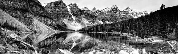 Lake Moraine Photograph Poster featuring the photograph Lake Moraine Reflection by Lucy VanSwearingen