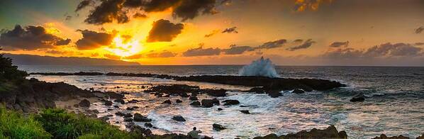 Hawaii Poster featuring the photograph North Shore Sunset Crashing Wave by Lars Lentz