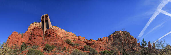 Cross Poster featuring the photograph Panorama Chapel of the Holy Cross Sedona AZ by Scott Campbell