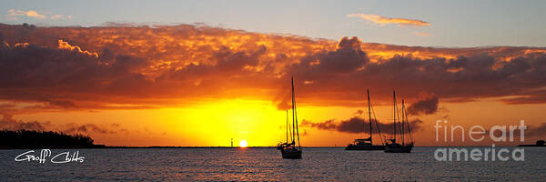 Sunset Poster featuring the photograph Pure Nautical Gold - Sunrise Panorama. by Geoff Childs