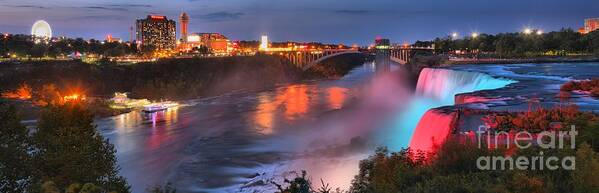 Niagara Falls Panorama Poster featuring the photograph Red White And Blue At Prospect Point by Adam Jewell