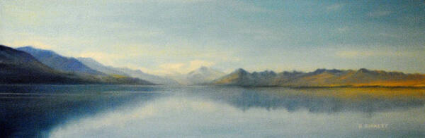 Landscape Poster featuring the painting Reflections - Mt Cook and Lake Tekapo by Richard Ginnett