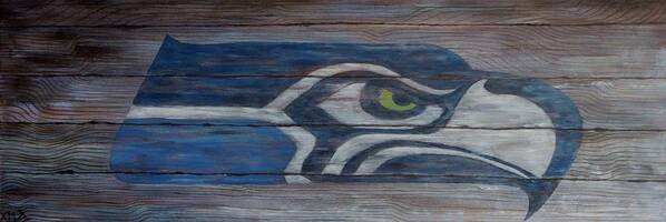 Seattle Sea Hawks Poster featuring the painting Seahawks by Xochi Hughes Madera