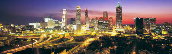 Photography Poster featuring the photograph Skyline, Evening, Dusk, Illuminated by Panoramic Images