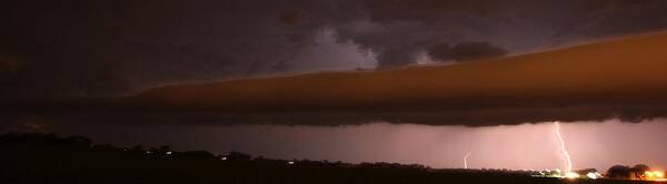 Stormscape Poster featuring the photograph Strong Late Night Nebraska Shelf Cloud by NebraskaSC