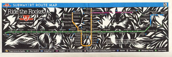 Map Poster featuring the mixed media Toronto Subway Map Squirrels by Alfred Ng