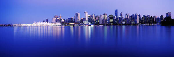 Photography Poster featuring the photograph Vancouver Skyline At Night, British by Panoramic Images