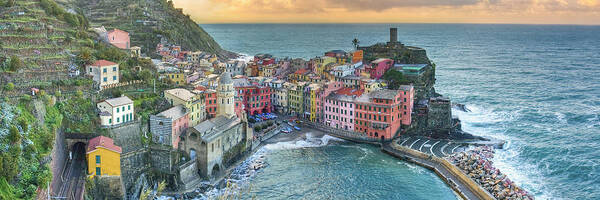 Cinque Terre Pictures Poster featuring the photograph Vernazza Panorama - The Cinque Terre by Rob Greebon