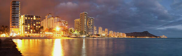 Sand Poster featuring the photograph Waikiki Beach Just After Sunset by Ian Ludwig