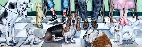 Dogs Poster featuring the painting Waiting at the Vet's Office by Chris Dreher