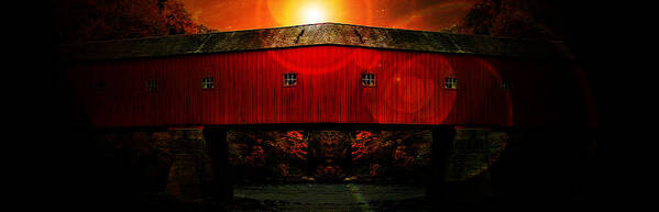Red Covered Bridge Poster featuring the photograph West Cornwall Covered Bridge 12 by Ricardo Dominguez