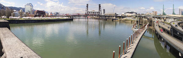 Portland Poster featuring the photograph Willamette River View from Burnside Bridge by Jit Lim