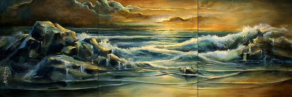 Seascape Poster featuring the painting 'A peaceful moment' by Michael Lang