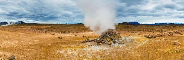 Iceland Poster featuring the photograph Iceland panorama geothermal area Hverir #1 by Matthias Hauser