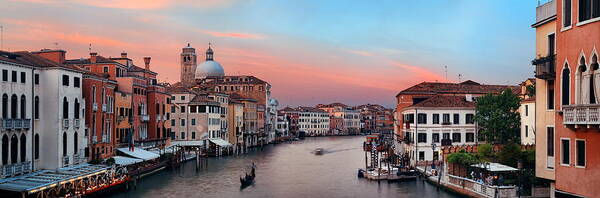 Venice Poster featuring the photograph Venice grand canal sunset #6 by Songquan Deng