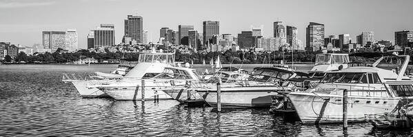 America Poster featuring the photograph Boston Skyline Black and White Panoramic Photo by Paul Velgos