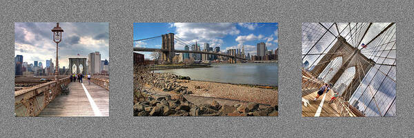 Brooklyn Poster featuring the photograph Brooklyn Bridge...Triptych by Arkadiy Bogatyryov