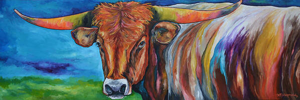 Longhorn Poster featuring the painting Color Me Texas by Patti Schermerhorn