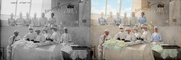 Anesthetic Poster featuring the photograph Doctor - Operation Theatre 1905 - Side by Side by Mike Savad