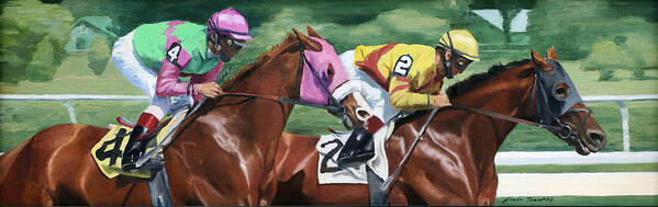 Horse Poster featuring the painting Duel by Linda Tenukas