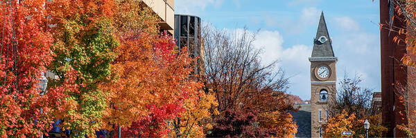 America Poster featuring the photograph Fayetteville Arkansas Fall Color Cityscape Panorama by Gregory Ballos