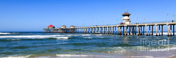 America Poster featuring the photograph Huntington Beach Pier Panoramic Photo by Paul Velgos