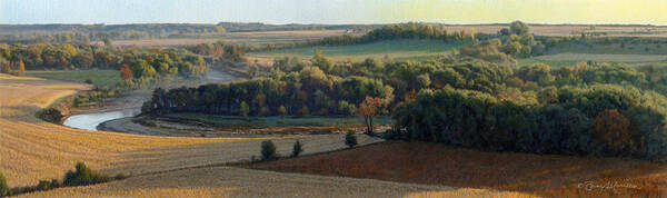 Landscape Poster featuring the drawing Little Sioux Autumn Sunrise by Bruce Morrison