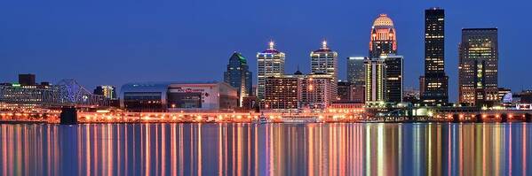 Louisville Poster featuring the photograph Louisville Panoramic at Blue Hour by Frozen in Time Fine Art Photography