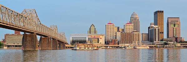 Louisville Poster featuring the photograph Louisville Panoramic From Indiana by Frozen in Time Fine Art Photography