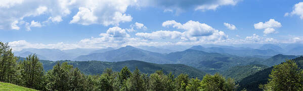 Biert Poster featuring the photograph Panorama of the foothills of the Pyrenees in Biert by Semmick Photo