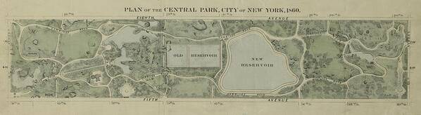 Plan Of Central Park Poster featuring the photograph Plan of Central Park City of New York 1860 by Duncan Pearson