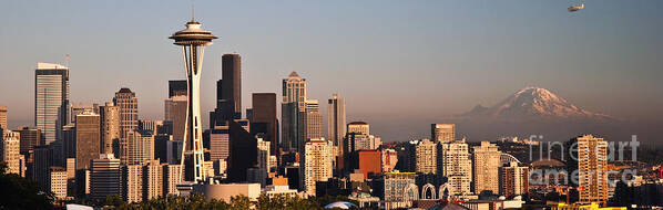 Panorama Poster featuring the photograph Seattle Sunset Panorama by Jim Chamberlain