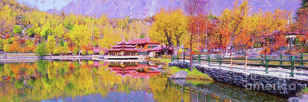 Pakistan Poster featuring the painting Shangrila Lake Skardu by Gull G