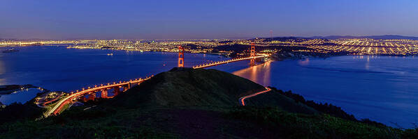 Golden Gate Bridge Poster featuring the photograph Slacker Hill View by Mike Ronnebeck