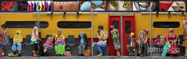 Subway Poster featuring the mixed media Subway - Lonely Travellers by Anne Klar