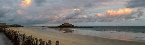 Water Poster featuring the photograph Sunrise over Fort National, Brittany by Shirley Mitchell