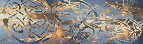 Sky Poster featuring the digital art Swirling Celtic Sunset by Laura Davis