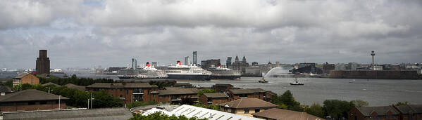 Cunard Poster featuring the photograph Three Queens on the Mersey by Spikey Mouse Photography