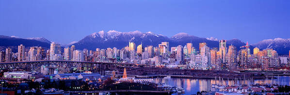 Photography Poster featuring the photograph Twilight, Vancouver Skyline, British by Panoramic Images