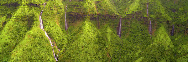 Hawaii Poster featuring the photograph Waialeale Waterfalls by Ryan Moyer