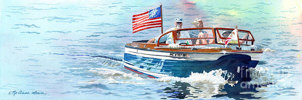 Wooden Boats Poster featuring the painting Wooden Boat Blues by LeAnne Sowa