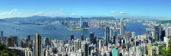Corporate Business Poster featuring the photograph Hong Kong Victoria Harbor At Day #1 by Samxmeg