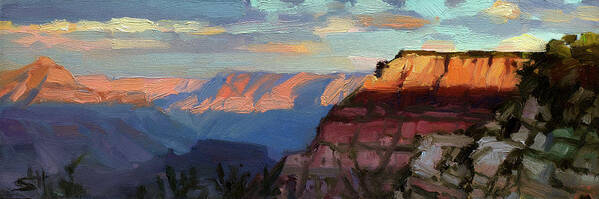 Southwest Poster featuring the painting Evening Light at the Grand Canyon by Steve Henderson