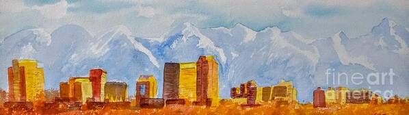 Salt Lake City Poster featuring the painting Salt Lake City Skyline by Walt Brodis